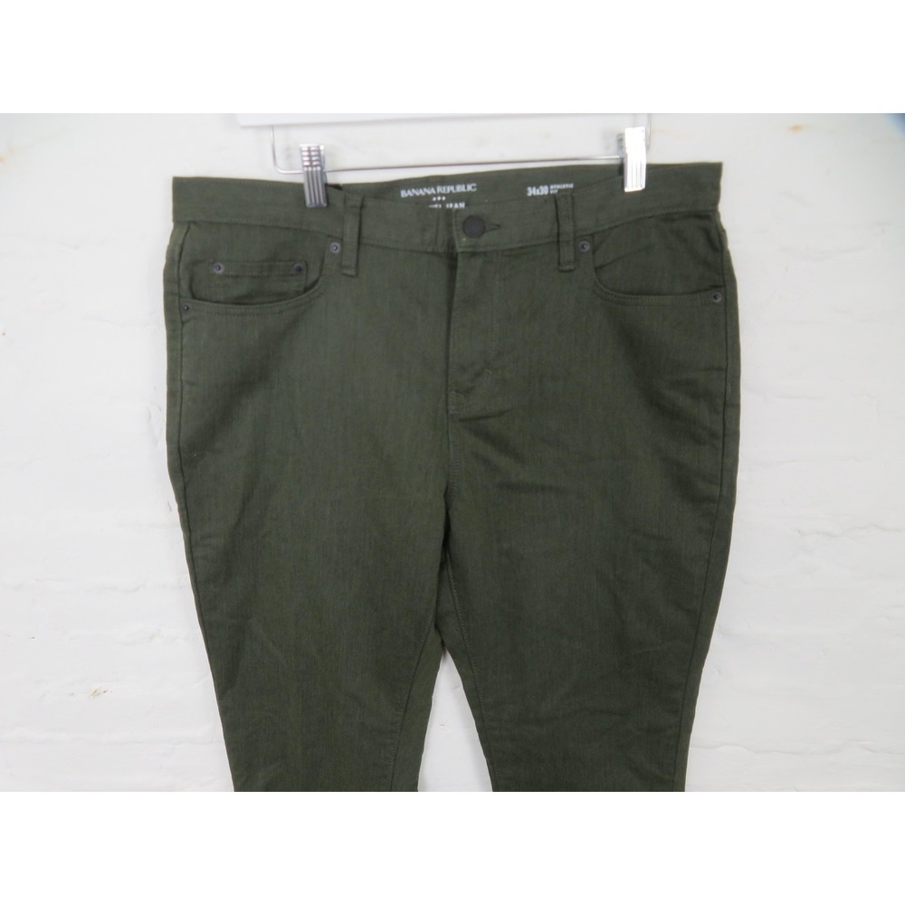 Banana Republic Travel Jeans Mens 34x30 Green Athletic Fit Stretch Denim Comfort - Picture 2 of 9